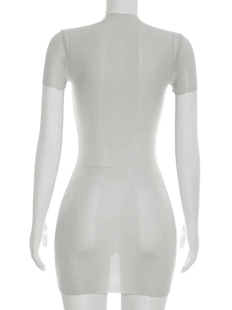 Elegant See Through Mini Dress with Stretch for Women