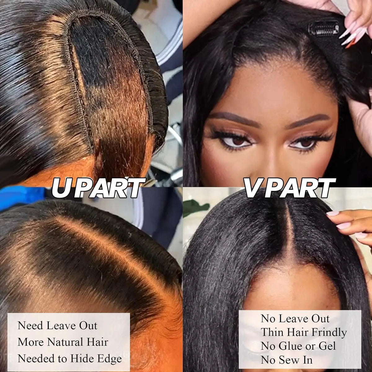 V Part No Leave Out Long Wavy Synthetic Wig for Women