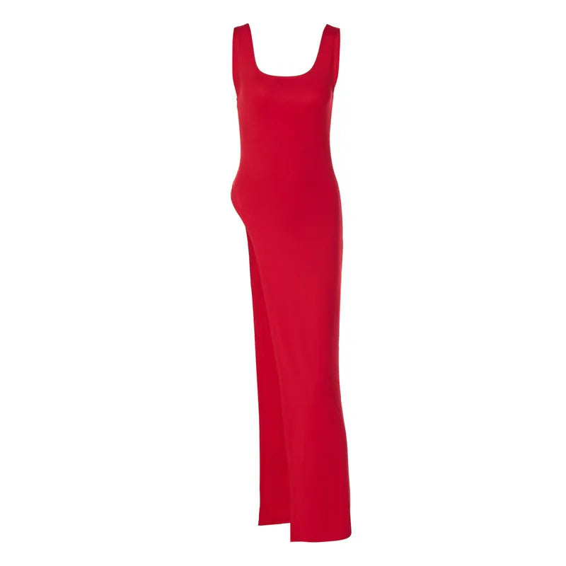 Elegant Asymmetrical High Slit Maxi Dress for Women