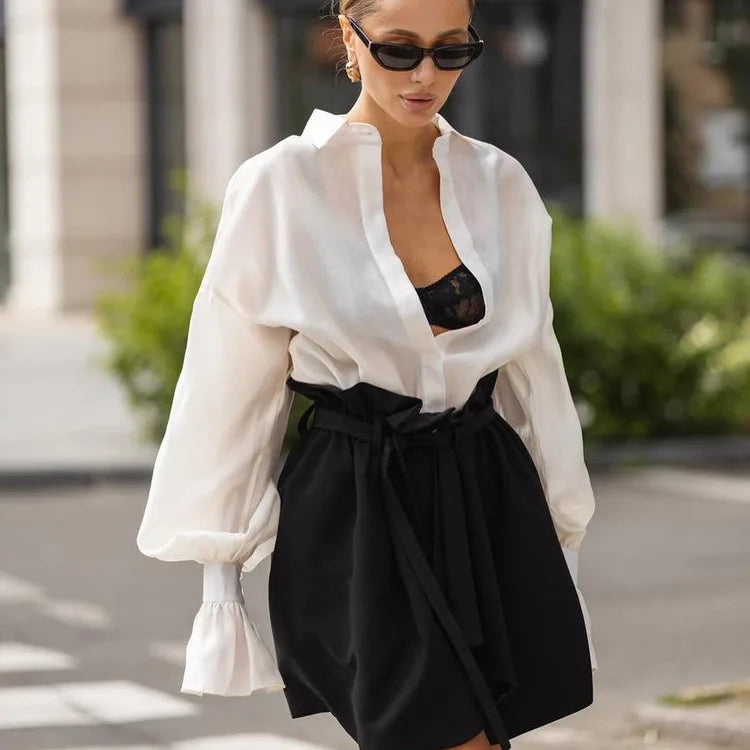 Sheer Patchwork Blouse