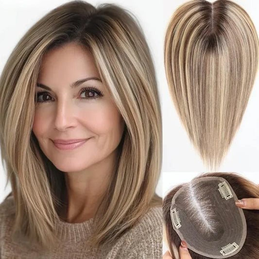 Brown Blonde Middle Part Hair Topper