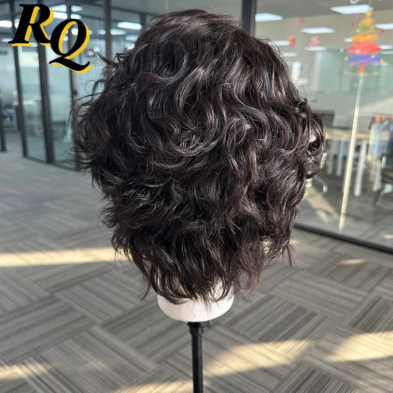 Pre Styled Transparent Lace Front Full Human Hair Wig For Men