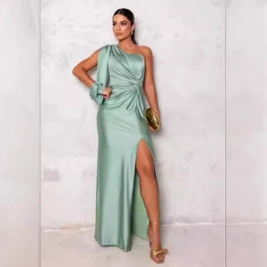 Elegant One Shoulder Backless Maxi Dress for Women