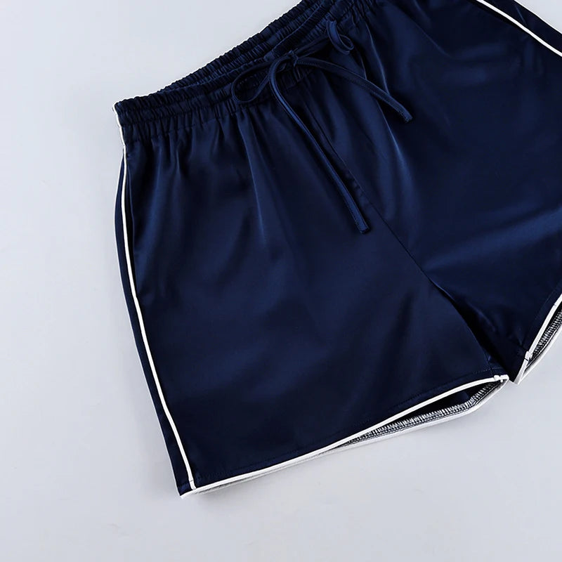 Relaxed Fit Casual Solid Coat Shorts Set for Women