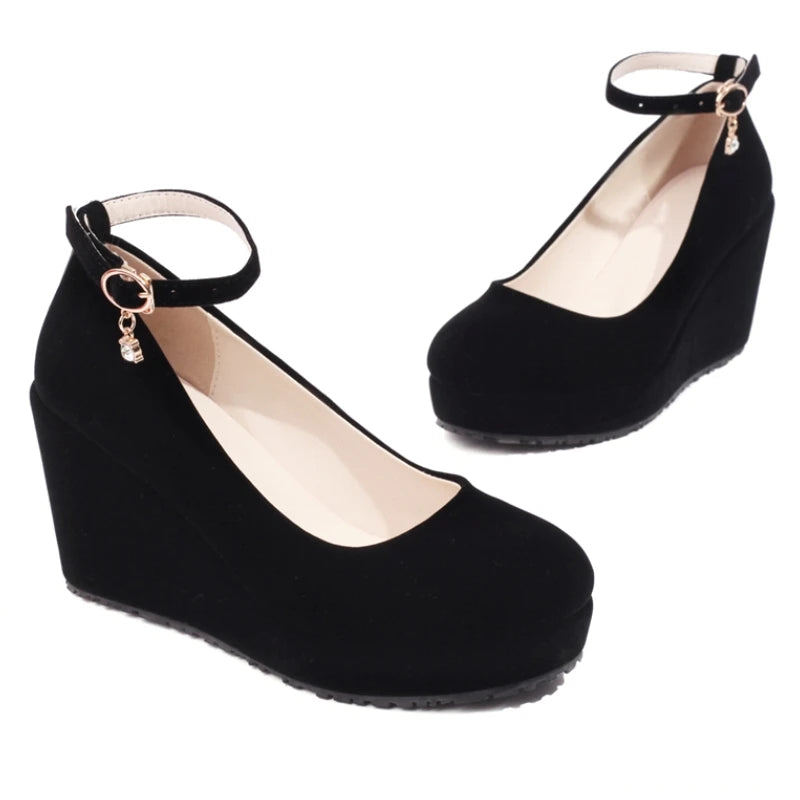 Buckle Strap Platform Wedge Heels
