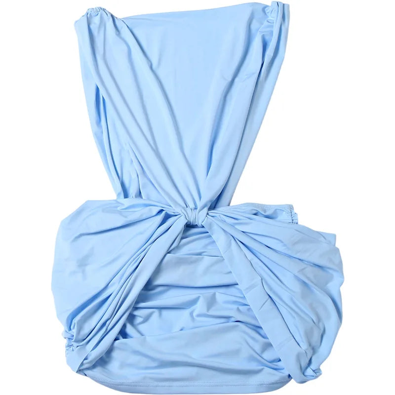 Solid Cross Twist Ruched Bodycon Mini Dress for Women