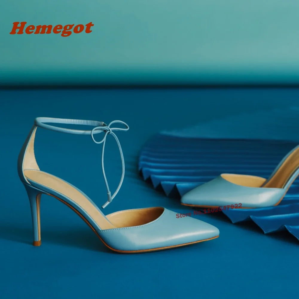 Lace Up Pointed Toe Pumps with Ankle Strap for Women