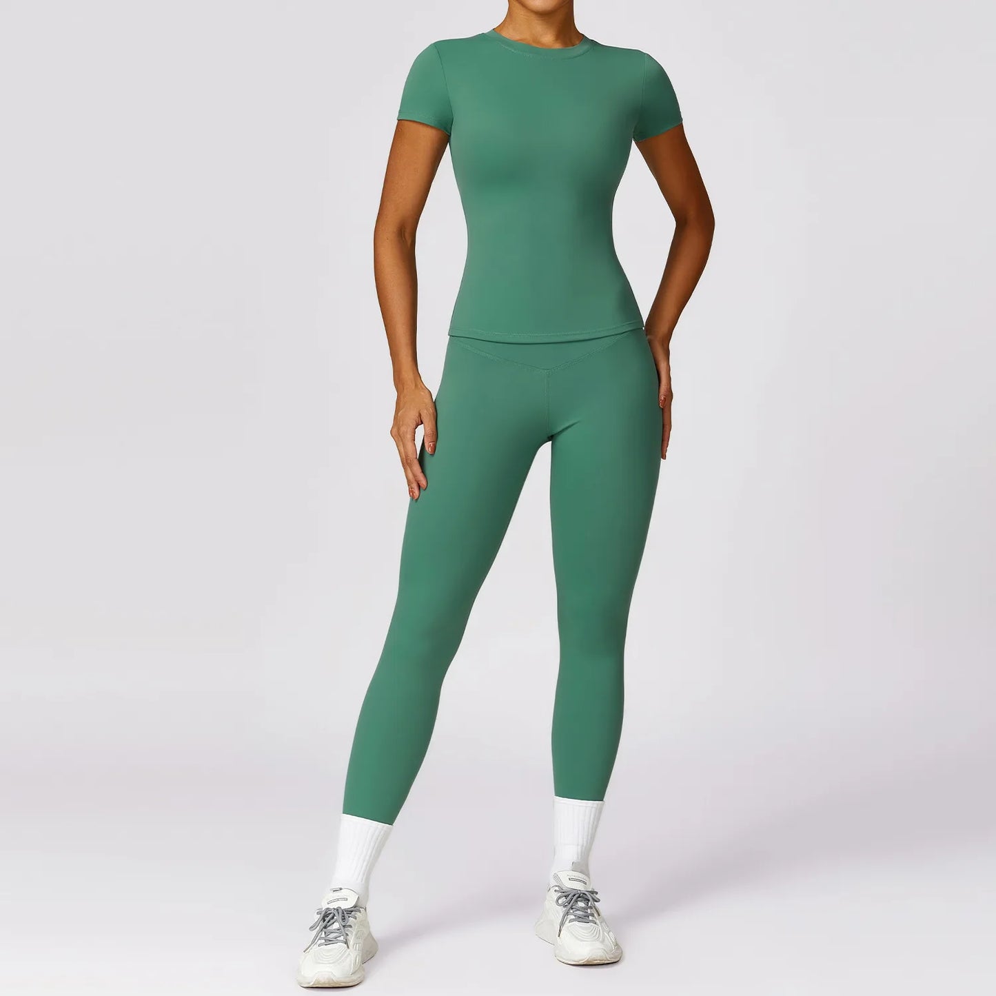 Casual Streetwear Two Piece Crop Top and Bodycon Pants Set for Women