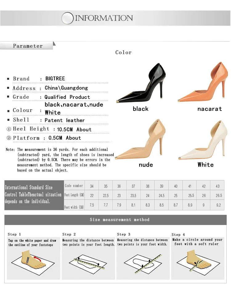 Pointed Toe Patent Leather Stiletto Pumps for Women
