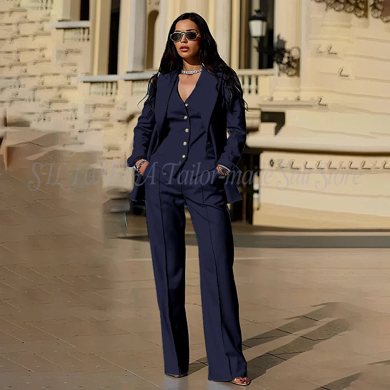 Sophisticated Slim Fit Three Piece Blazer Set For Women