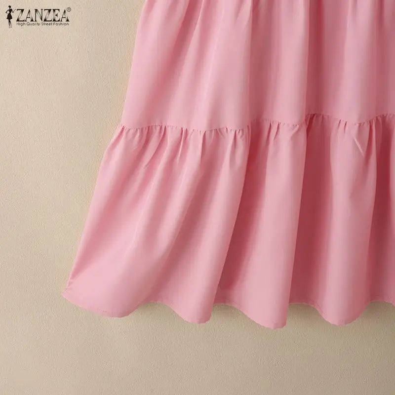 Tiered Puff Sleeve Midi Dress