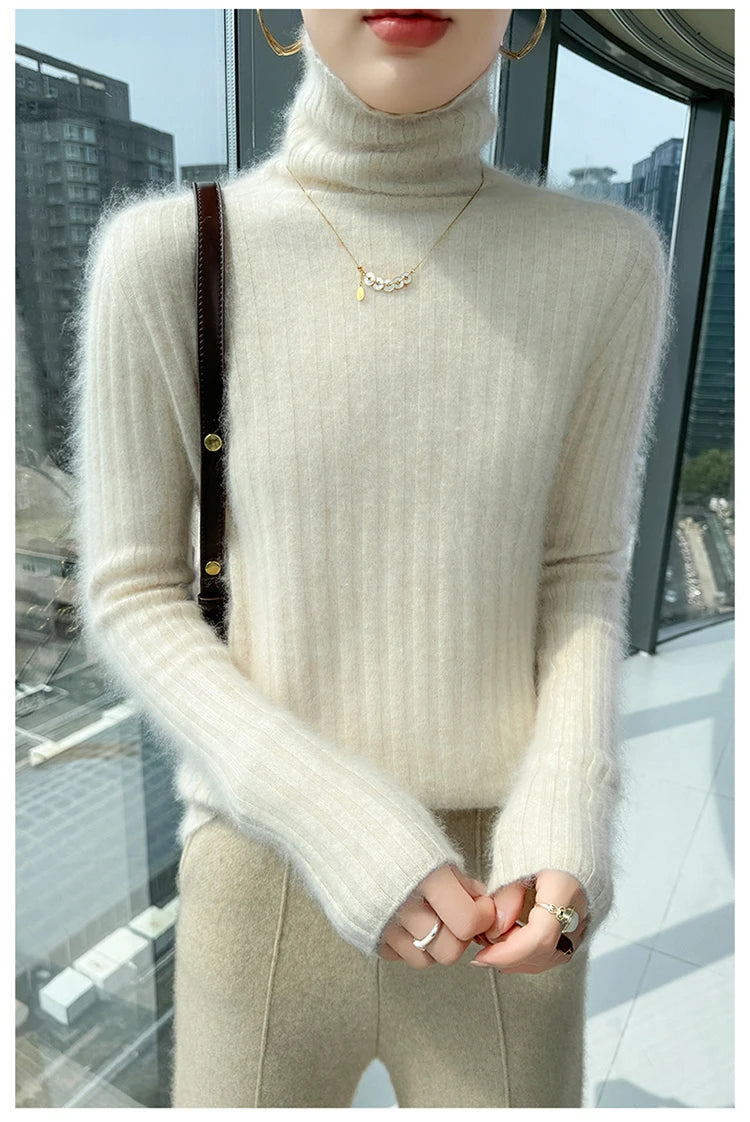 Warm Slim Fit Turtleneck Pullover Sweater for Women