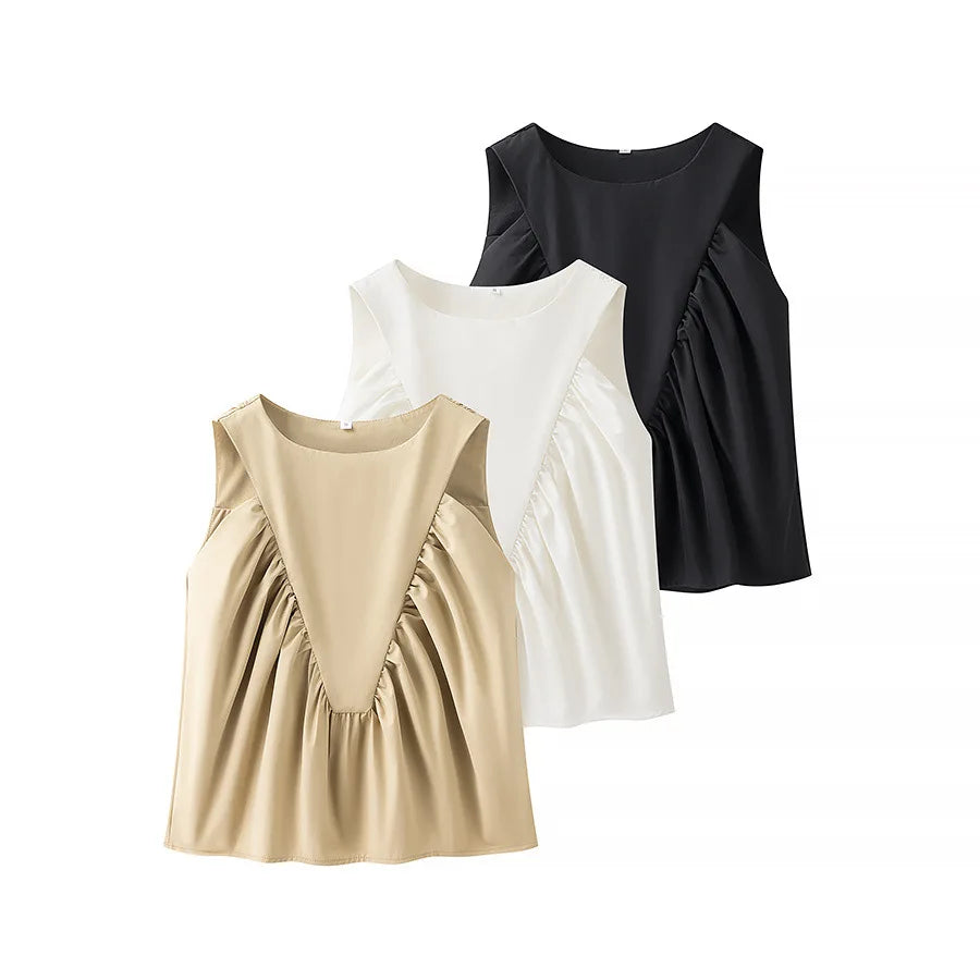 Versatile Casual Sleeveless Spliced Shirt for Women