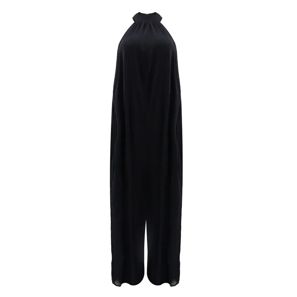 Loose Fit Solid Color Chiffon Ankle Length Jumpsuit for Women