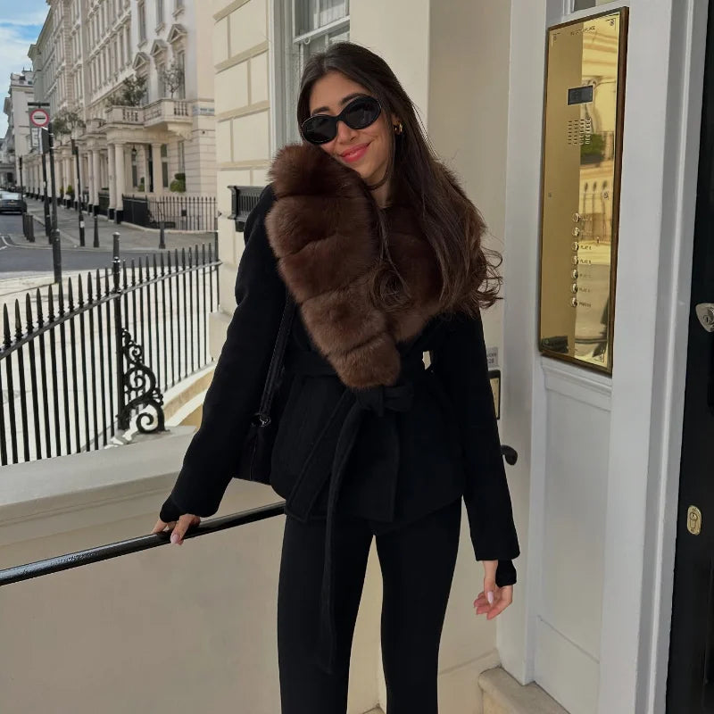 Warm Faux Fur Hooded Winter Coat With Pockets for Women