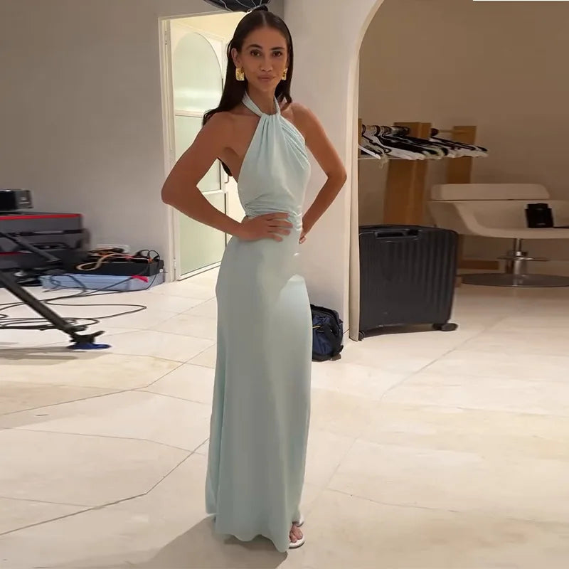 Elegant Sleeveless O Neck Ankle Length Dress for Women