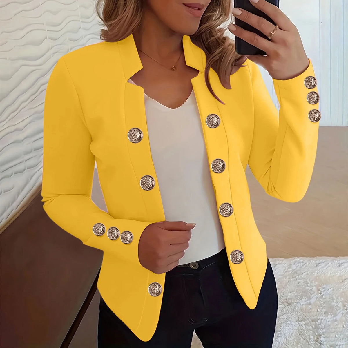 Lightweight Cropped Hooded Office Jacket for Women