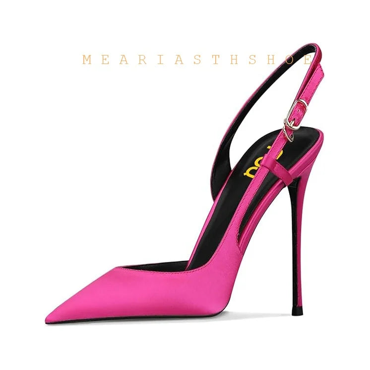 Black Lace Mesh Pointed Toe Side Open Slim High Heel Sandals For Women