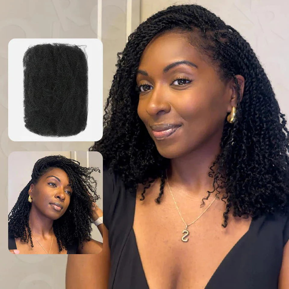 Natural Afro Kinky Bulk Braiding Hair Extensions for Women