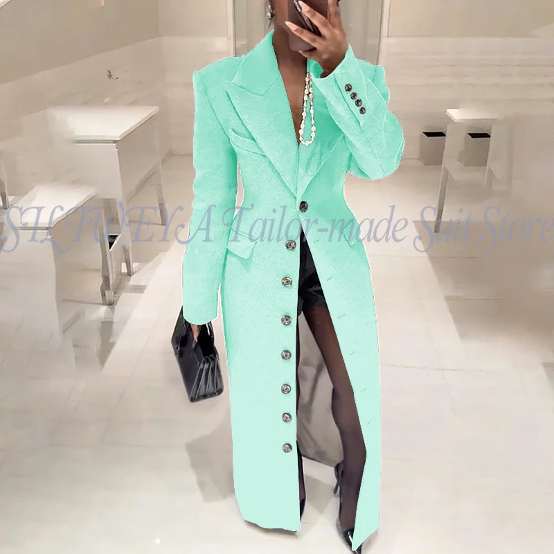 Elegant Slim Fit Blazer With Notched Collar For Women