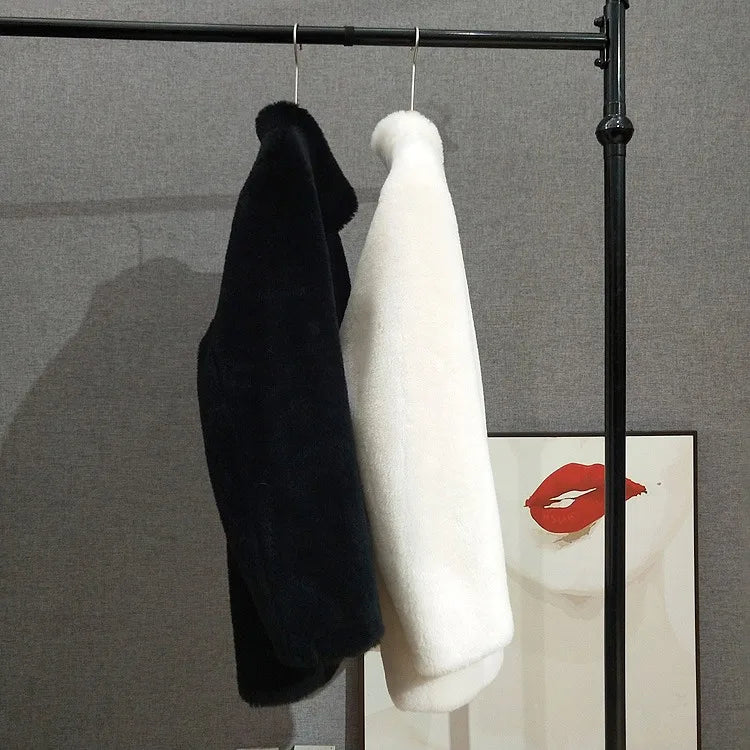 Mid Length Stand Collar Shearling Coat