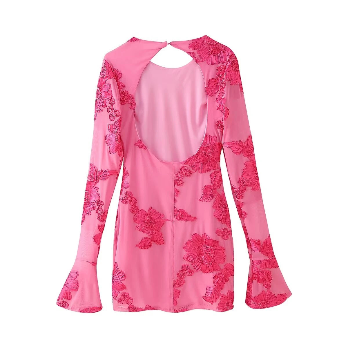 Backless Patchwork Printed Mini Dress