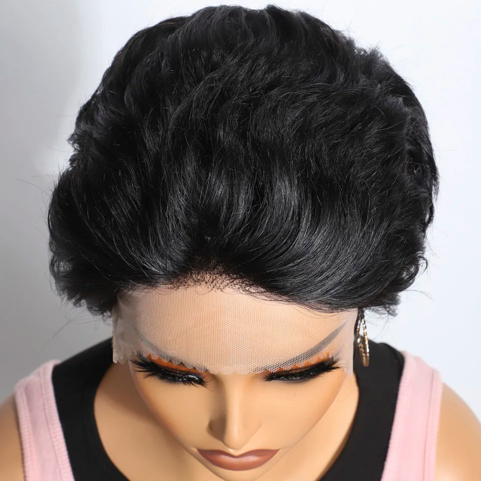 Blonde Short Pixie Cut Silky Lace Front Wig for Women