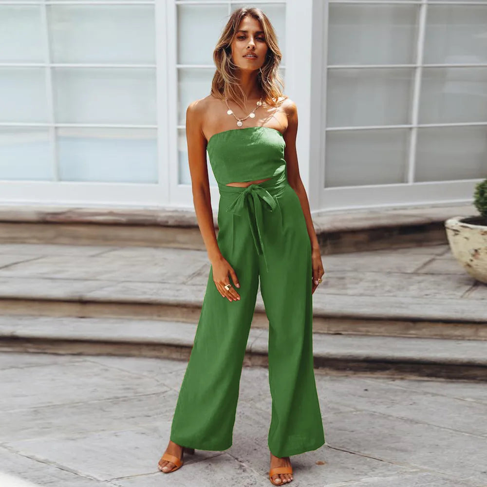 Casual Backless Slim Suspenders Straight Jumpsuit for Women