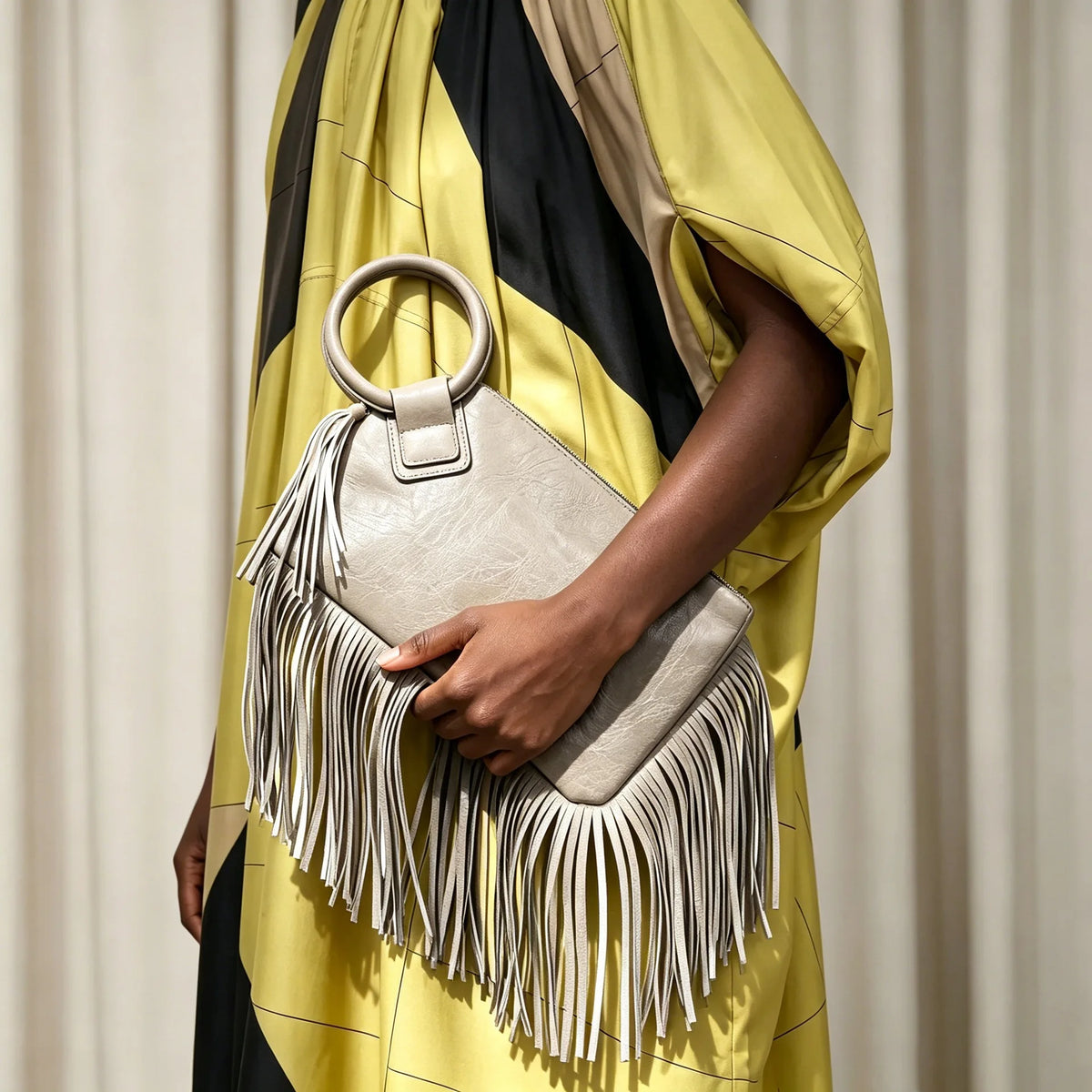 Vintage Tassel Fringe Zipper Clutch Handbag for Women