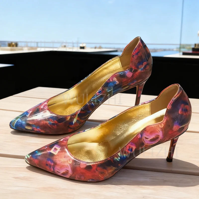 Metallic Red Pump Style Pointed Toes Sandals for Women