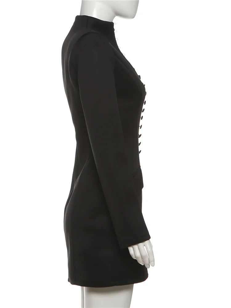 Stand Collar Mini Dress