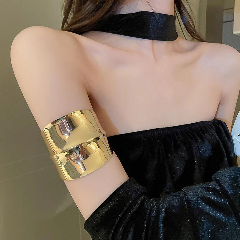 Layered Geometric Metal Cuff Bracelet