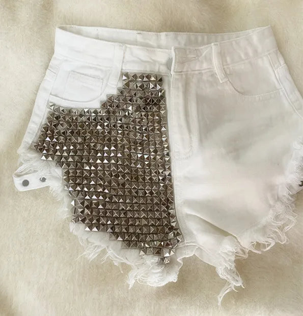 Relaxed Fit High Waisted Denim Shorts With Tassel Accents For Women