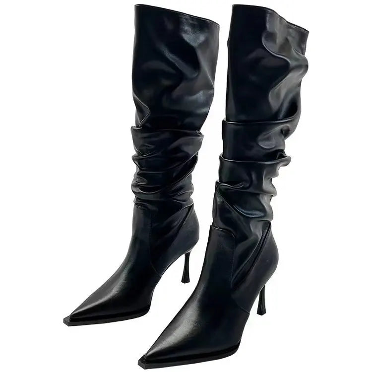 Elegant Pointed Toe Stiletto Knee High Boots for Women
