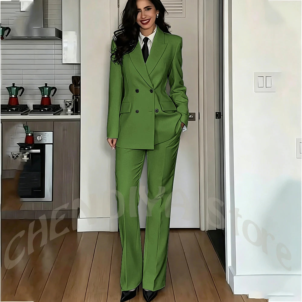 Modern Lady Pure White Suit Double Breasted Peak Lapel Casual Chic Women Suit Formal Dinner Party Business Office Outfit Costume