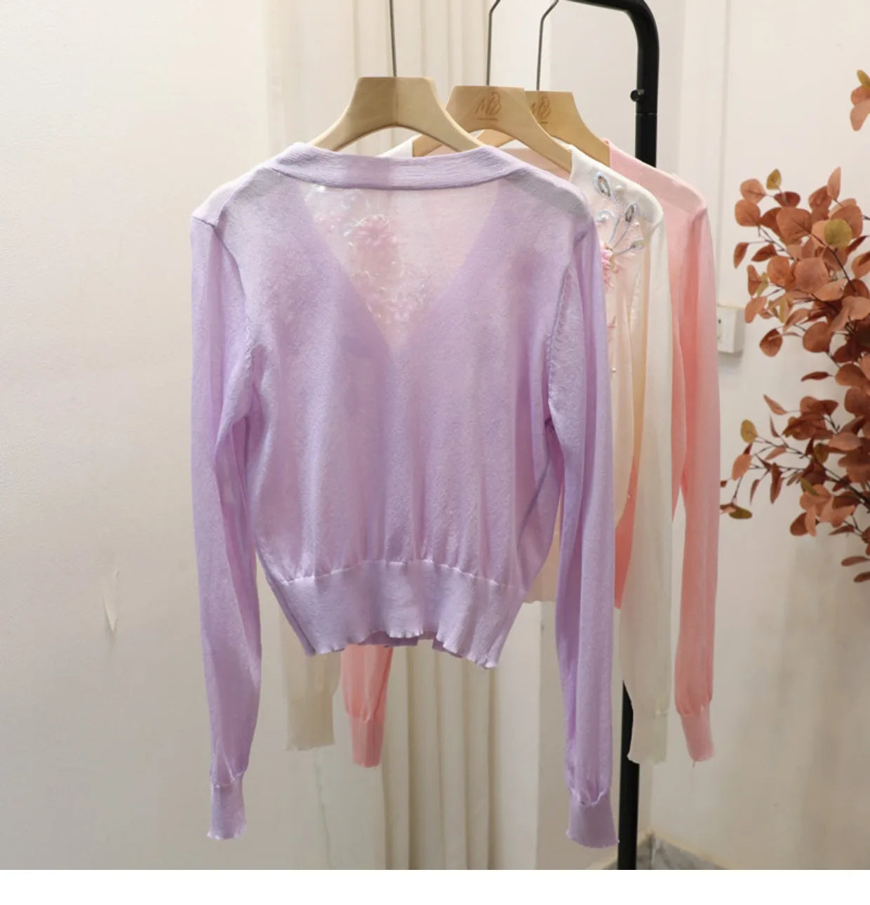 French Exquisite Embroidered Flowers V-neck Short Knitted Top Women Summer Fashion Retro Artistic Thin Sun Protection Cardigan