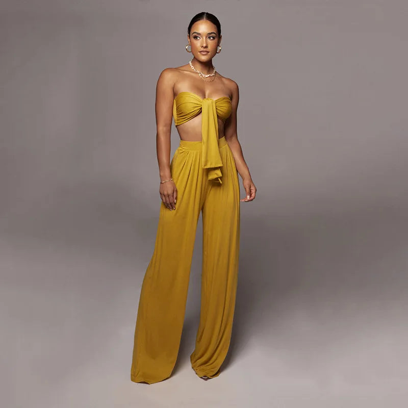 Elegant Solid Color Casual Two Piece Set for Women