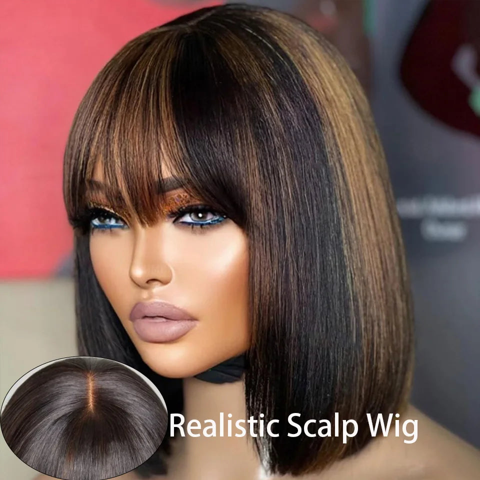 Highlight Blonde Glueless Lace Front Bob Wig for Women