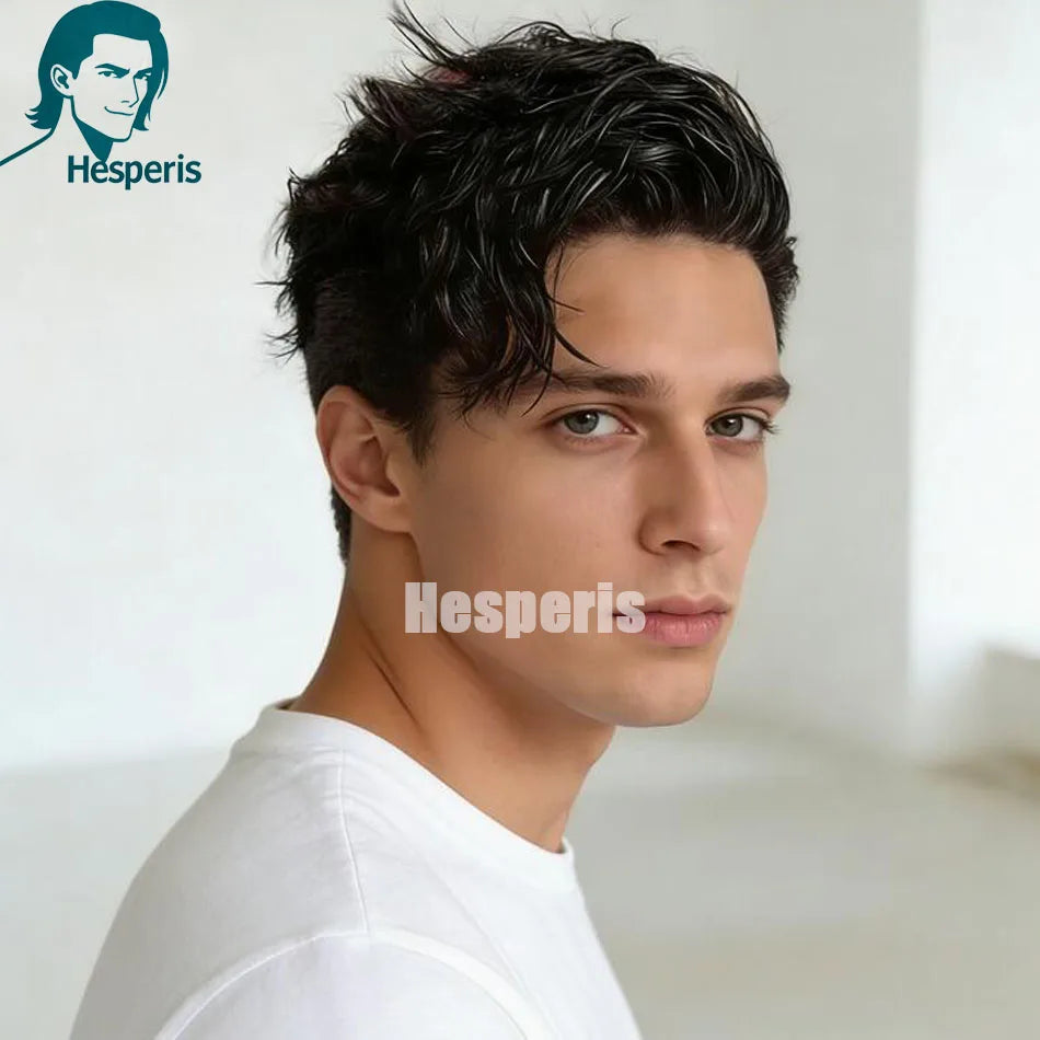 Natural Pre Styled Transparent Lace Remy Human Hair Wig For Men