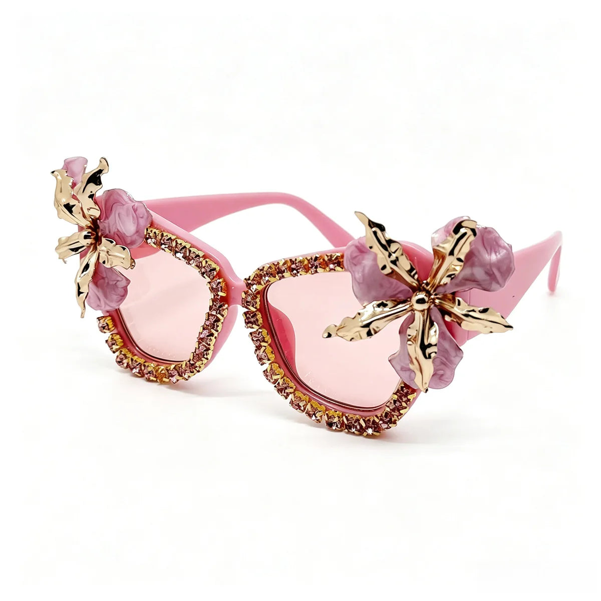 3D Flower Rhinestone Oversized Sunglasses