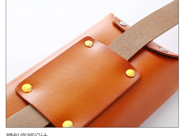 Minimalist Genuine Leather Waist Bag With Belt for Women
