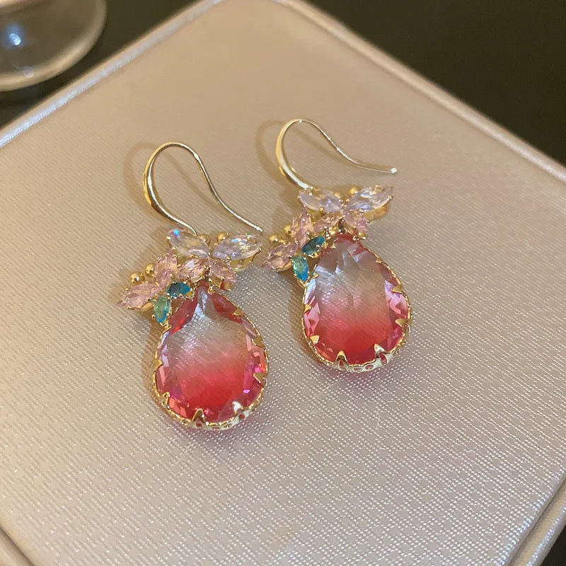 Butterfly Cubic Zirconia Drop Earrings