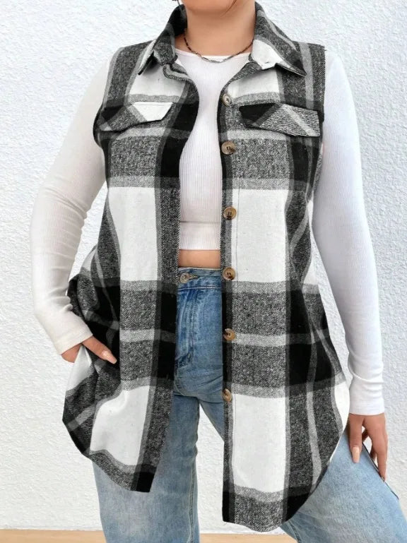 Plaid Sleeveless Shirt
