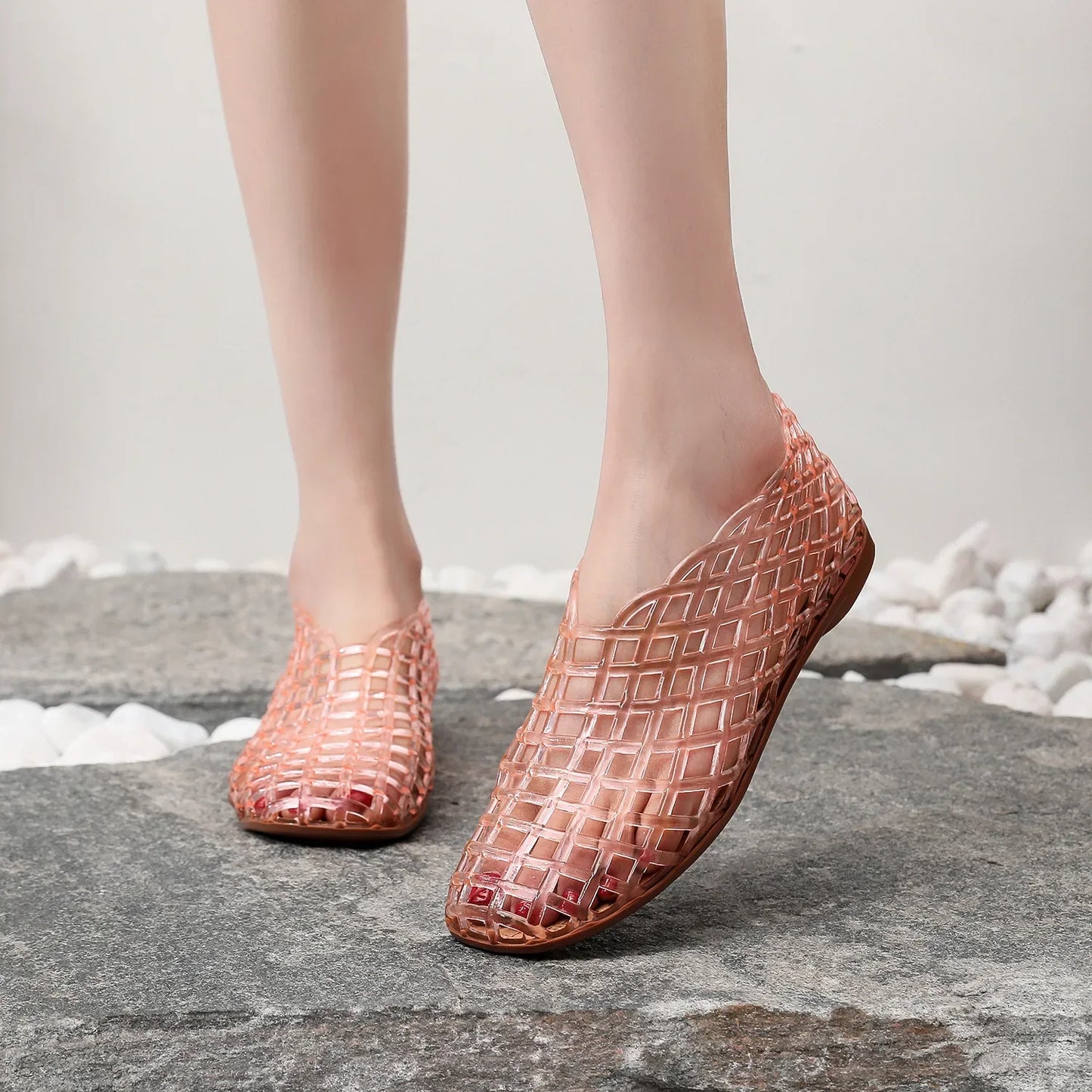 Lightweight Breathable Hollow Out Jelly Slides For Women