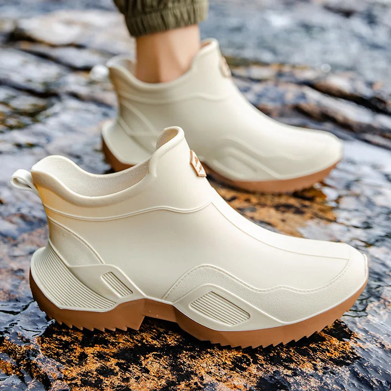 Round Toe Waterproof Ankle Rain Boots