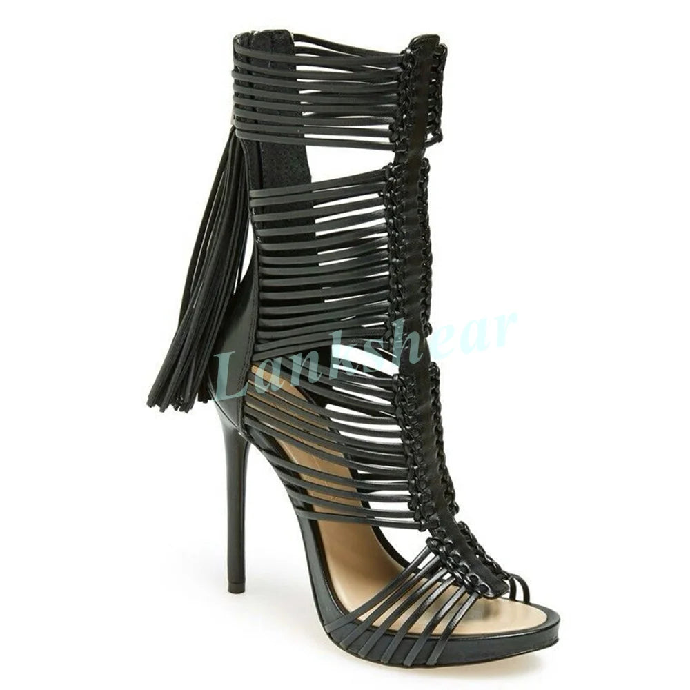 Crisscross Straps Knee High Gladiator Platform Sandals for Women
