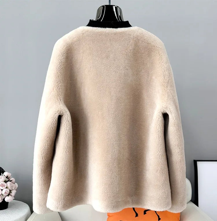Real Shearling Wool Coat