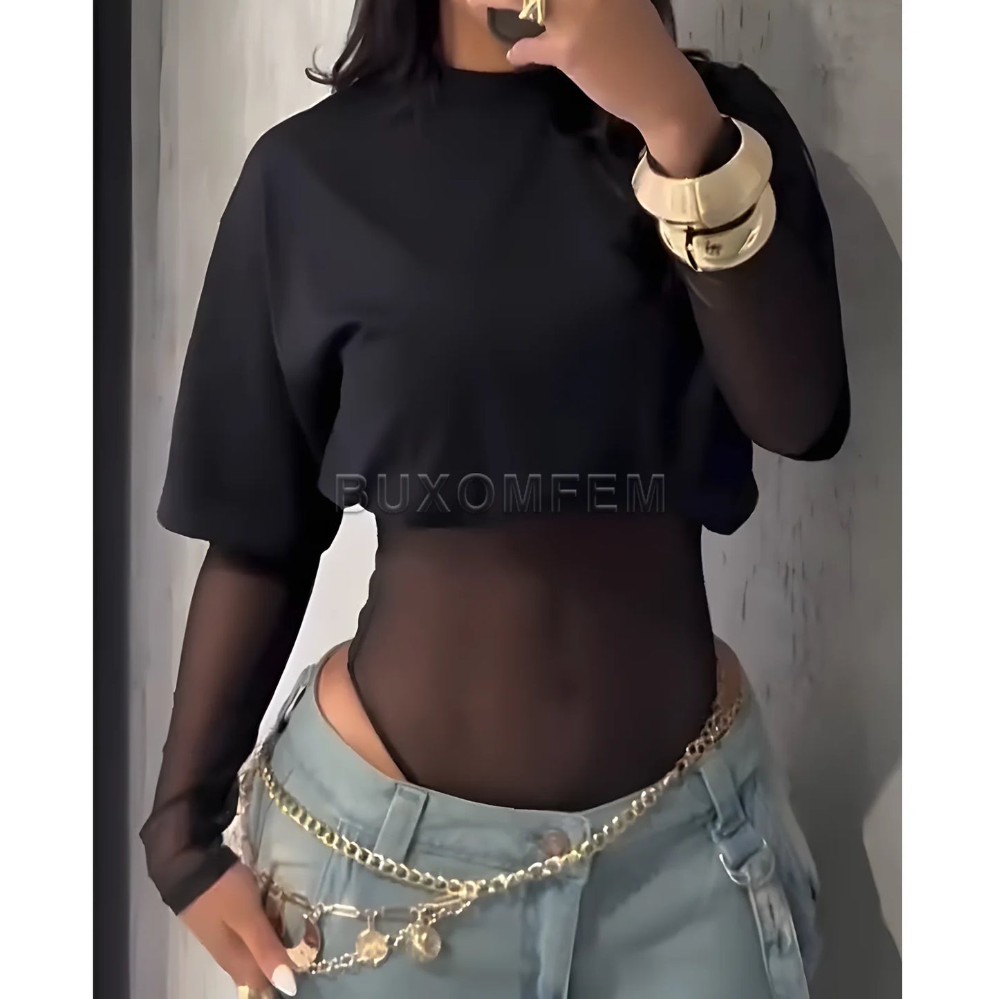 Ladies Sexy Mesh Tight Fitting Short Sleeved T-shirt Women's Lace Bodysuit T-shirt 2025 New Stylish Female Clothing Outwear
