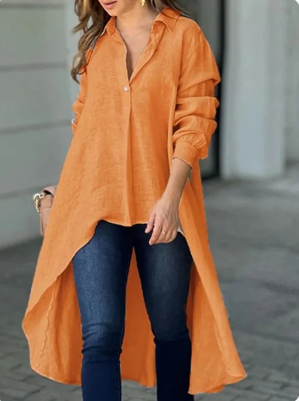 Long Sleeve Irregular Front Top