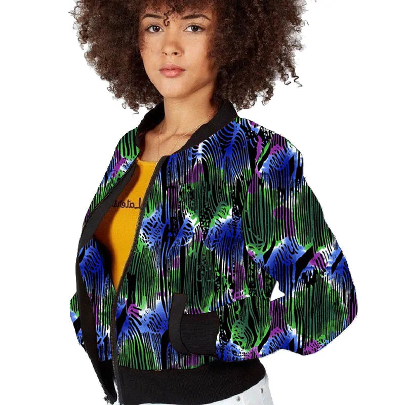 Elegant African Print Tailored Flight Jacket for Women